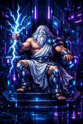 Zeus Neon Throne – Pixel Wall Art