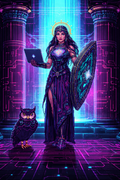 Athena Cyber Guardian – Pixel Wall Art