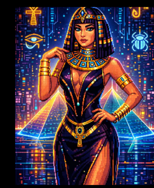 Cleopatra Cyber Queen – Pixel Wall Art